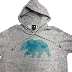 The North Face Pullover Hoodie Womens M Gray Blue‎ Bear Graphic Athleisure